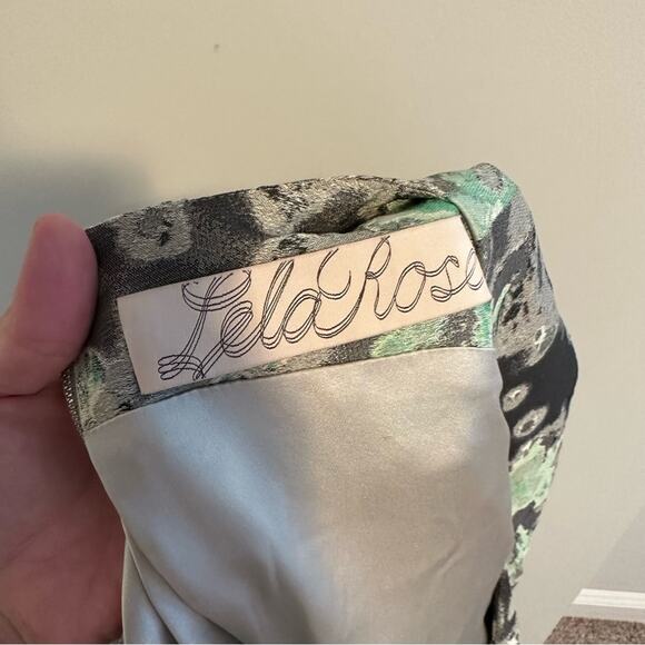 Lela Rose Blue Green Jacquard Printed Mini Dress Small - Picture 11 of 12